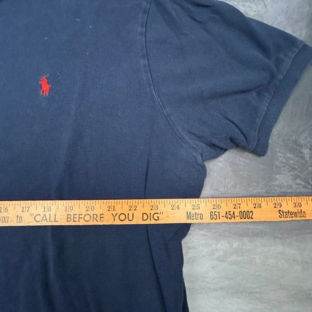 Polo Ralph Lauren Mens XXL Navy Blue‎ Short Sleeve Polo Shirt Vintage 90s Y2K